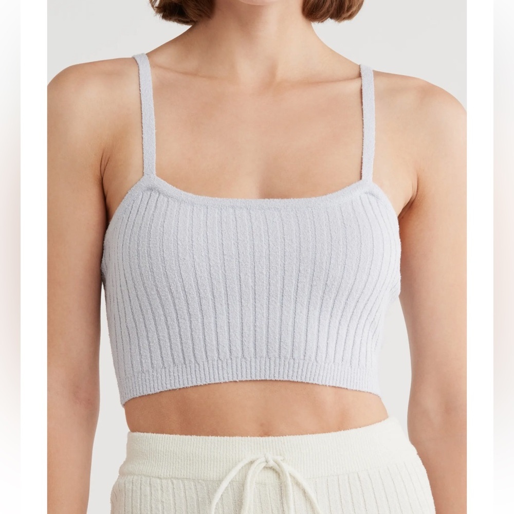 Good American Terry Rib Tube Bralette, Color: GLASS, Size Large, NWT